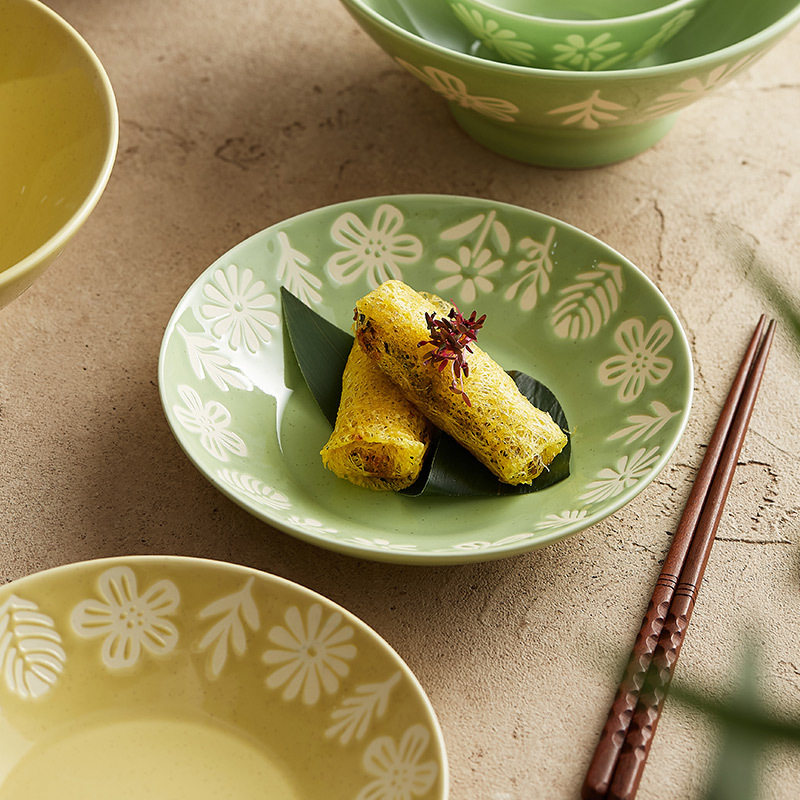 小森林陶瓷碗盘套装家用网红创意汤碗浮雕盘子高颜值米饭碗餐具组,餐饮具,泡面碗,淘宝优惠券,粉丝福利购,淘宝优惠卷