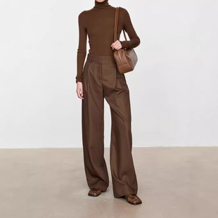 ROW 子 小众极简意大利进口嵿级敲细精纺羊毛显瘦显高微弧阔腿神裤