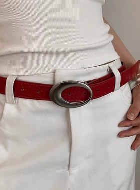 美式复古y2k腰带女红色简约高级配饰皮带设计感小众百搭2026新款