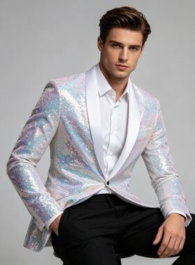 2026新款男士亮片西装外套欧美风演出主持夜店礼服修身单西男装