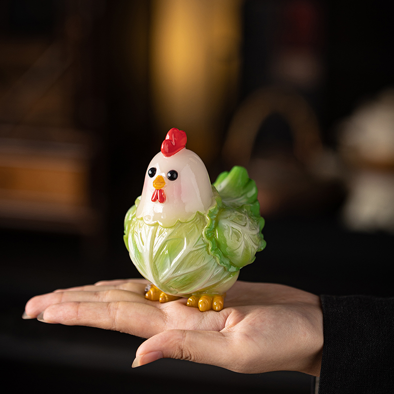 变色茶宠白菜鸡可养摆件创意十二生肖小鸡茶具茶道配件公鸡装饰品