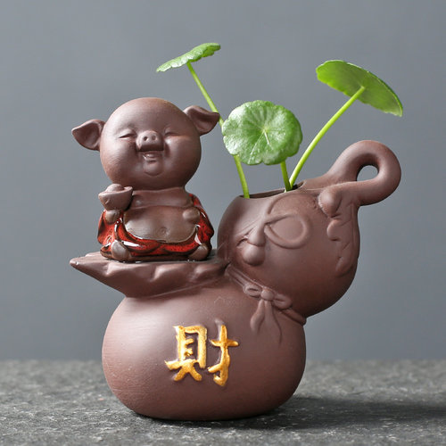 宇轩石头装饰品水培花插紫砂茶宠