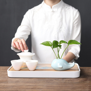 饰花器摆件铜钱草水培器花插 宇轩 创意小清新花瓶青瓷家居客厅装