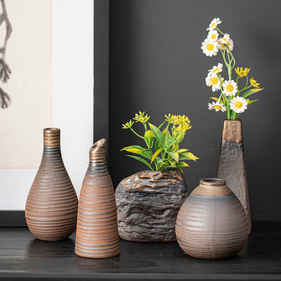 宇轩创意复古老岩泥手工花器禅意干花装饰品水培花插家居办公摆件