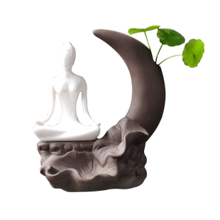 宇轩创意瑜伽花器荷塘月色手工小装饰品水培花插花瓶家居办公摆件