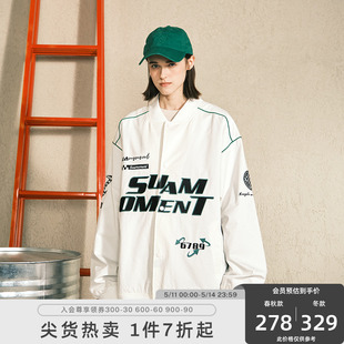 棉服夹克休闲上衣外套 SUAMOMENT抓痕字母刺绣户外运动外套情侣装