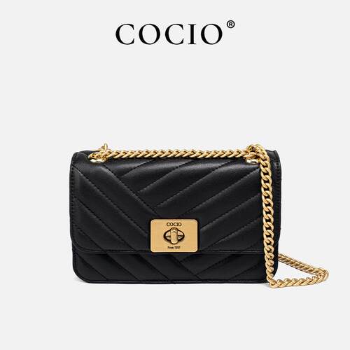 COCIO新款时尚链条菱格包女高级感斜挎包都市休闲通勤百搭单肩包