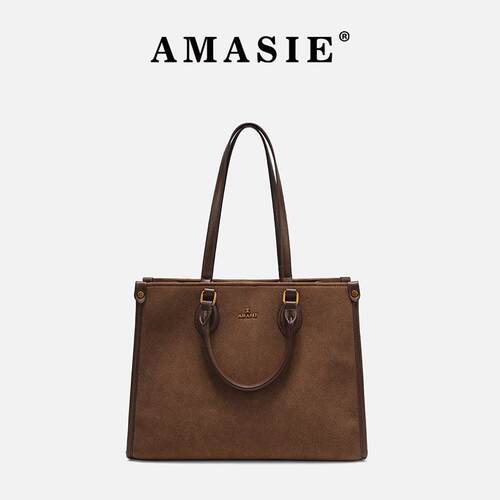 AMASIE磨砂pu大容量通勤女包包托特包单肩斜挎手提包 AM-6025