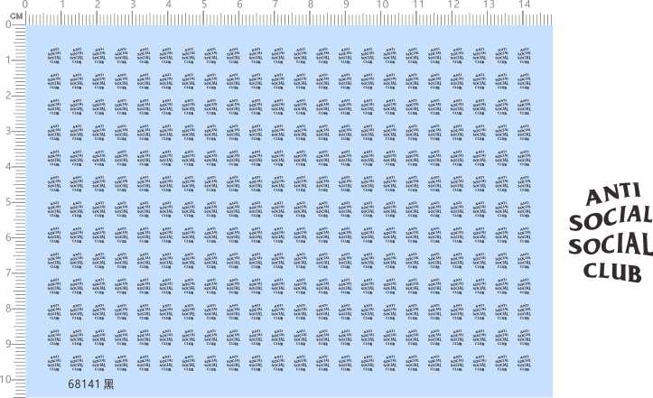 68141整版胶无比例ANTI SOCIAL CLUB潮牌树脂娃娃模型水贴纸盲盒