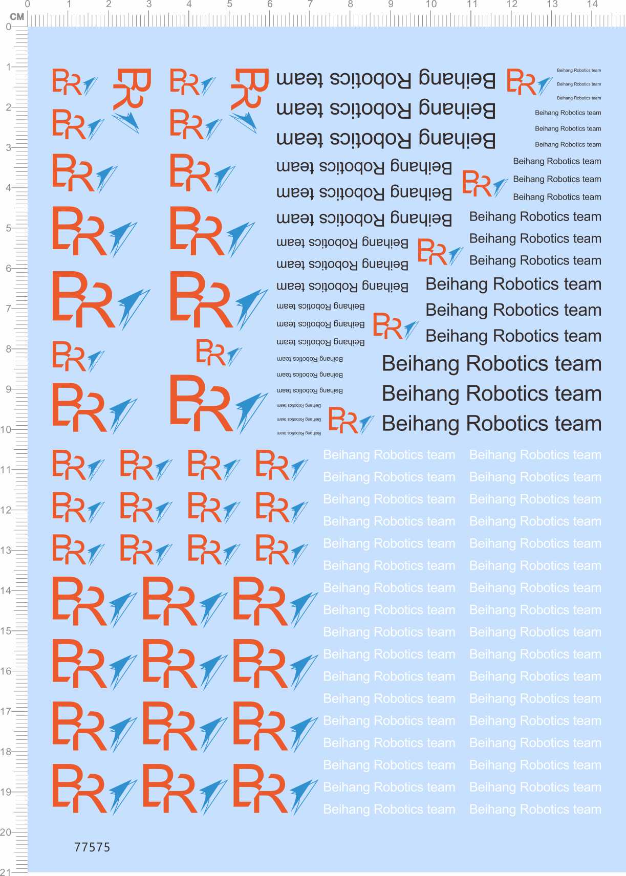 77575整版胶 无比例 Beihang Robotics Team模型水贴定制打印2402