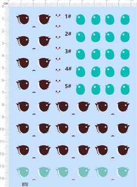 80792整版胶自制sasha公仔模型手办娃娃人偶粘土人水贴纸标签A6