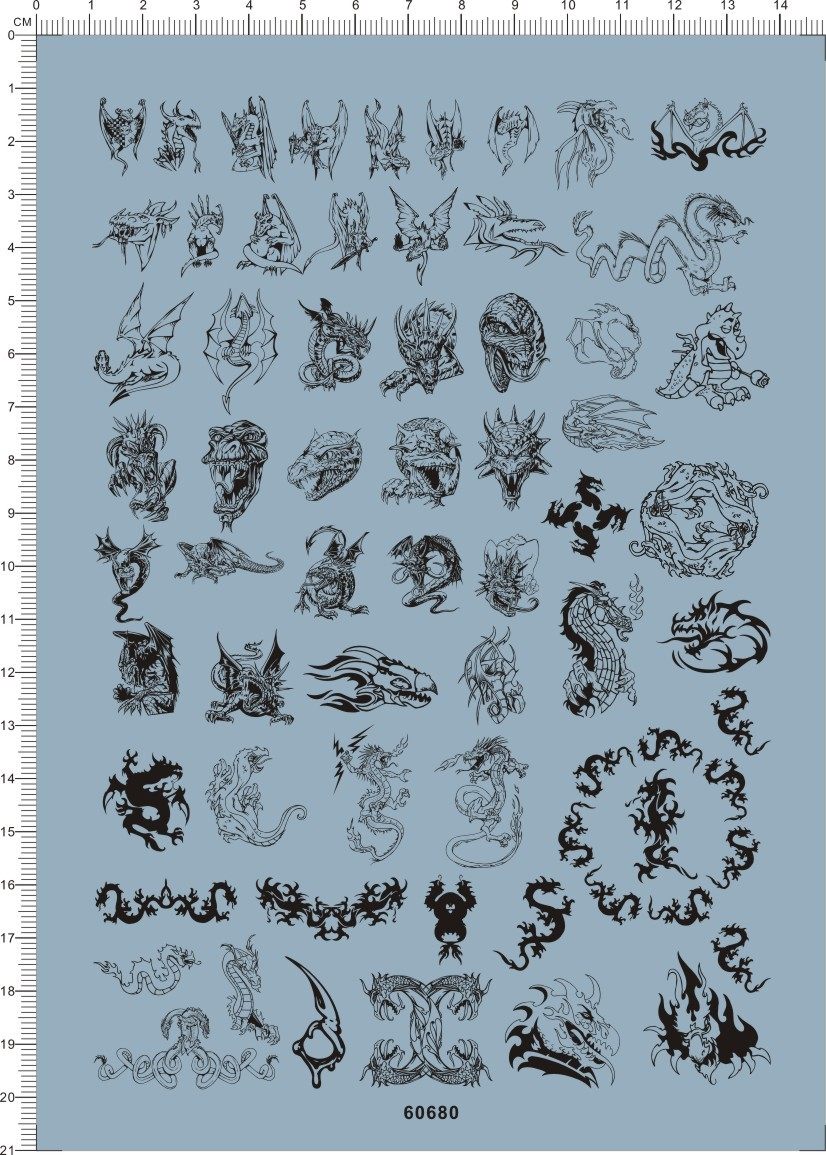 60680-5E04纹身龙恐龙暴龙飞龙火龙 水贴