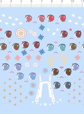 73704整版水贴眼睛花朵 少女团锦衣霓裳 眼睛水贴手办公仔娃娃