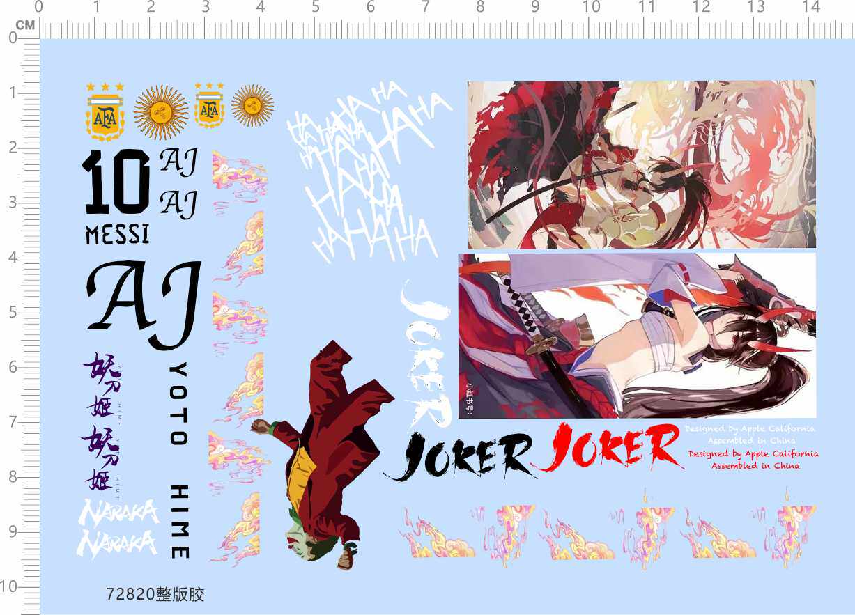 72820整版胶 动漫 aj ioker 车钥匙水贴纸