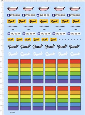 80644整版胶kyc 0b ra donut彩虹开车男孩马赛克猫水贴纸欧洲模型