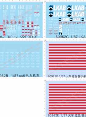 60962红色警示条LKAB内燃机df11z电力机车df4d ss9火车水贴现货