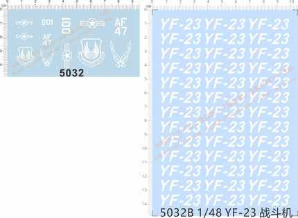 5032美军FORCE MATERIEL COMMAND AF47 1/48 YF-23飞机水贴纸