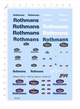 82254水贴1/20 Rothmans fw16 william 1994 marino pacific 2405