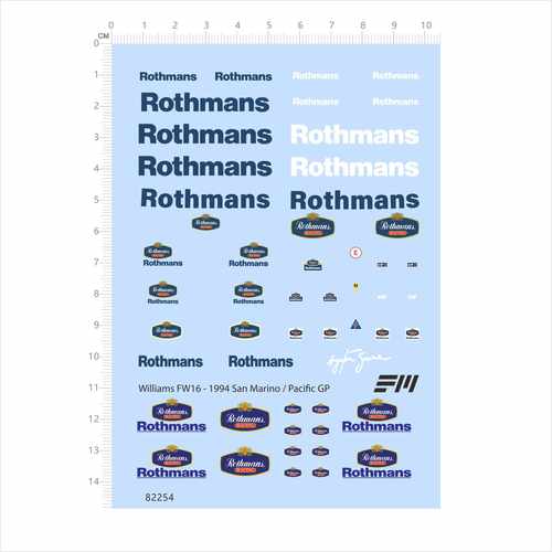 82254水贴1/20 Rothmans fw16 william 1994 marino pacific 现货