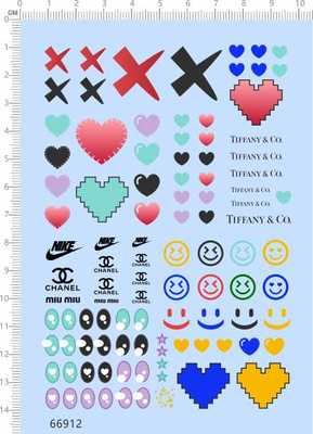 66912整版labubu娃娃眼睛盲盒molly红心笑脸交叉不对错误水贴现货