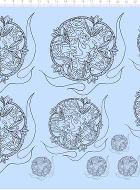 68901整版胶印花黑色话鸟树木抽象设计中国风碗碟餐具水贴现货