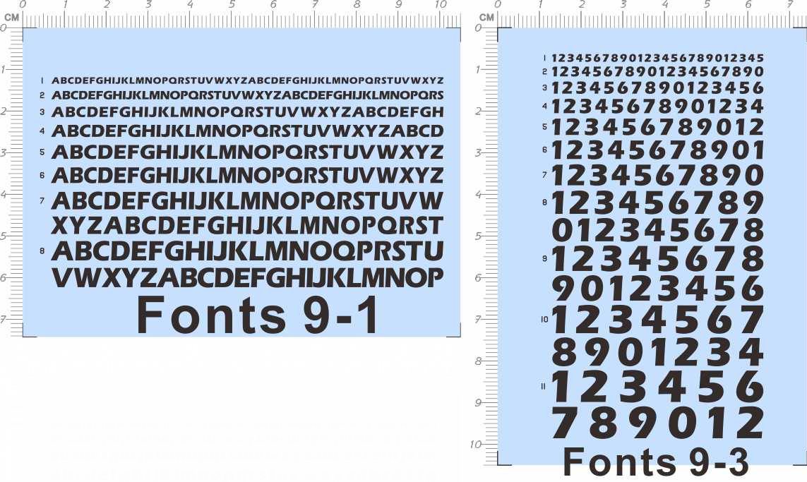 fonts 9-1 9-3英文字母阿拉伯数字数目字模型水贴纸定做订做定制