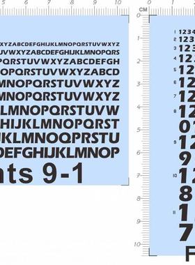 fonts 9-1 9-3英文字母阿拉伯数字数目字模型水贴纸 定做订做定制