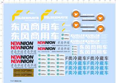 75472东风商用车冷藏车NEWNION 青岛华运 CHENLU 车模 水贴现货