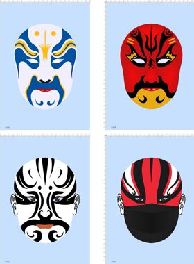 77293 整版 京剧脸谱 模型水贴纸 面具 定制打印现货