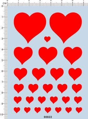 00822-A6401 浪漫心形 模型车水贴纸