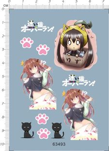 63493-10E03 整版overrun 迷途猫 脚印黑猫键盘鼠标水贴纸现货