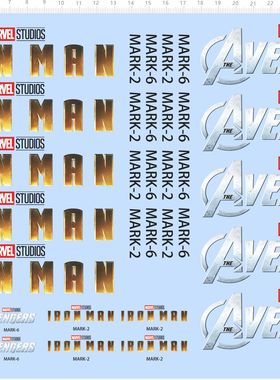 77278整版水贴1/1 mk2 和 6 手办模型钢铁侠定制打印2401