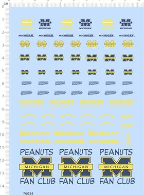 76034整版水贴 M PEANUTS MICHIGAN fan club 模型定制打印2311