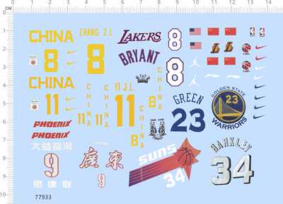 77933整版水贴易建联广东大益普洱篮球队号码数字目手办模型2402