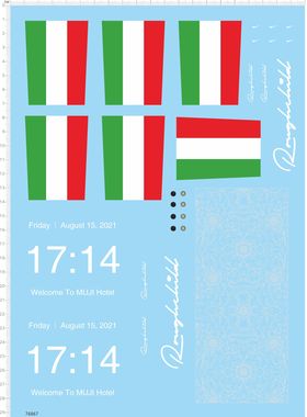 76867整版水贴 时间 绿白红拉花 花纹 意大利国旗拉花模型车2312