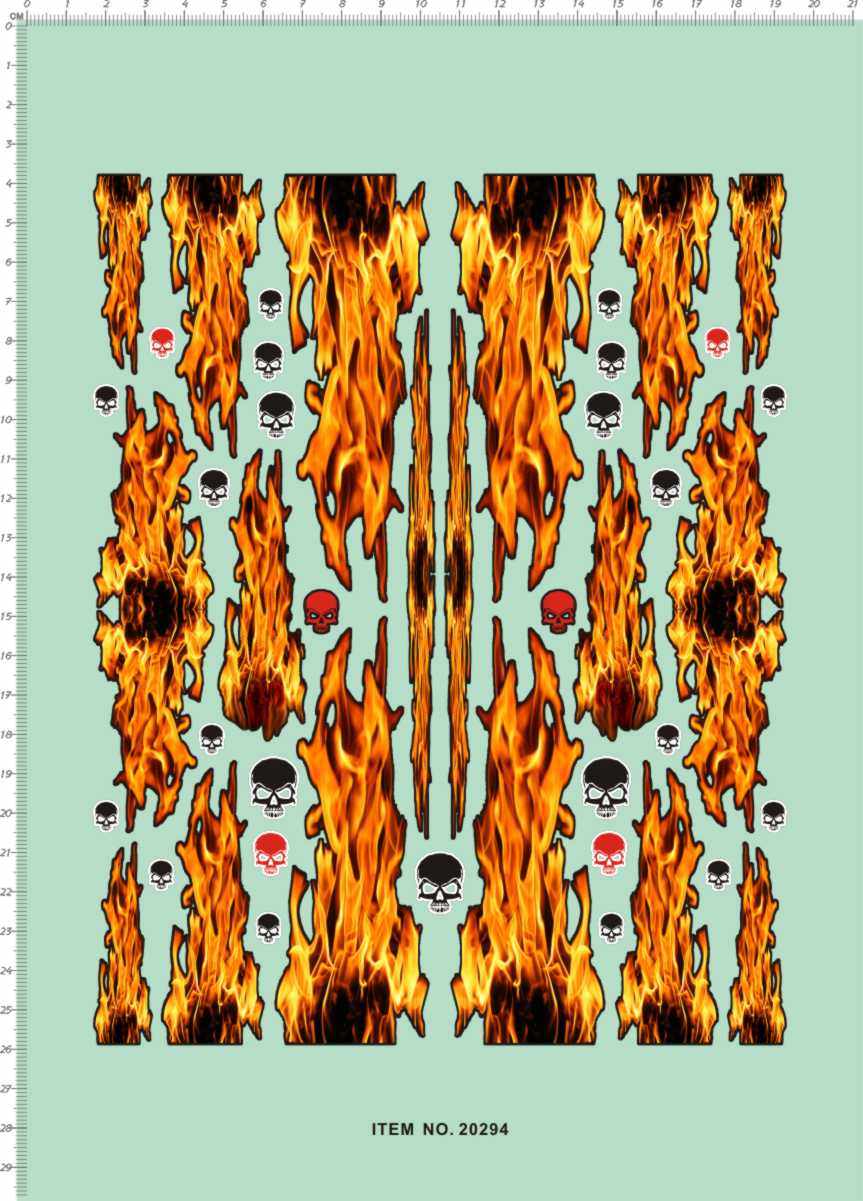 20294-a40733 火焰烈火火骷髅头1:10 1:12 pvc遥控车壳贴纸不干胶