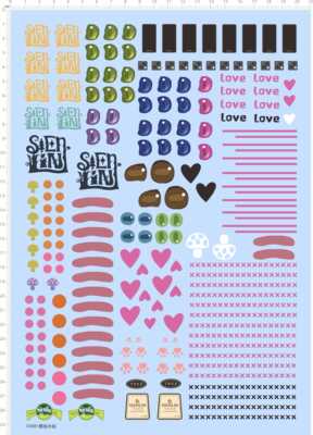 74981整版水贴眼睛矮星红心星星露营交叉蘑菇love模型定做七月