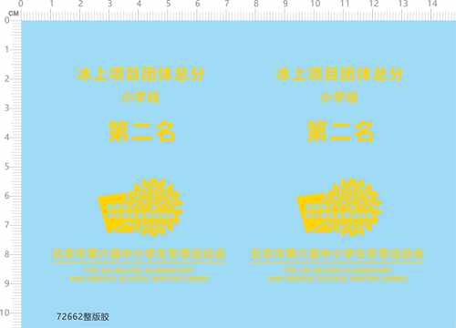 72662整版胶 北京中小学奖杯 水贴纸