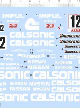 73744整版水贴1/24 calsonic汽车模型水贴赛车