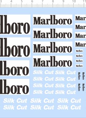 70875整版胶无比例万宝路Silk Cut一级方程式赛车标签水贴纸A6