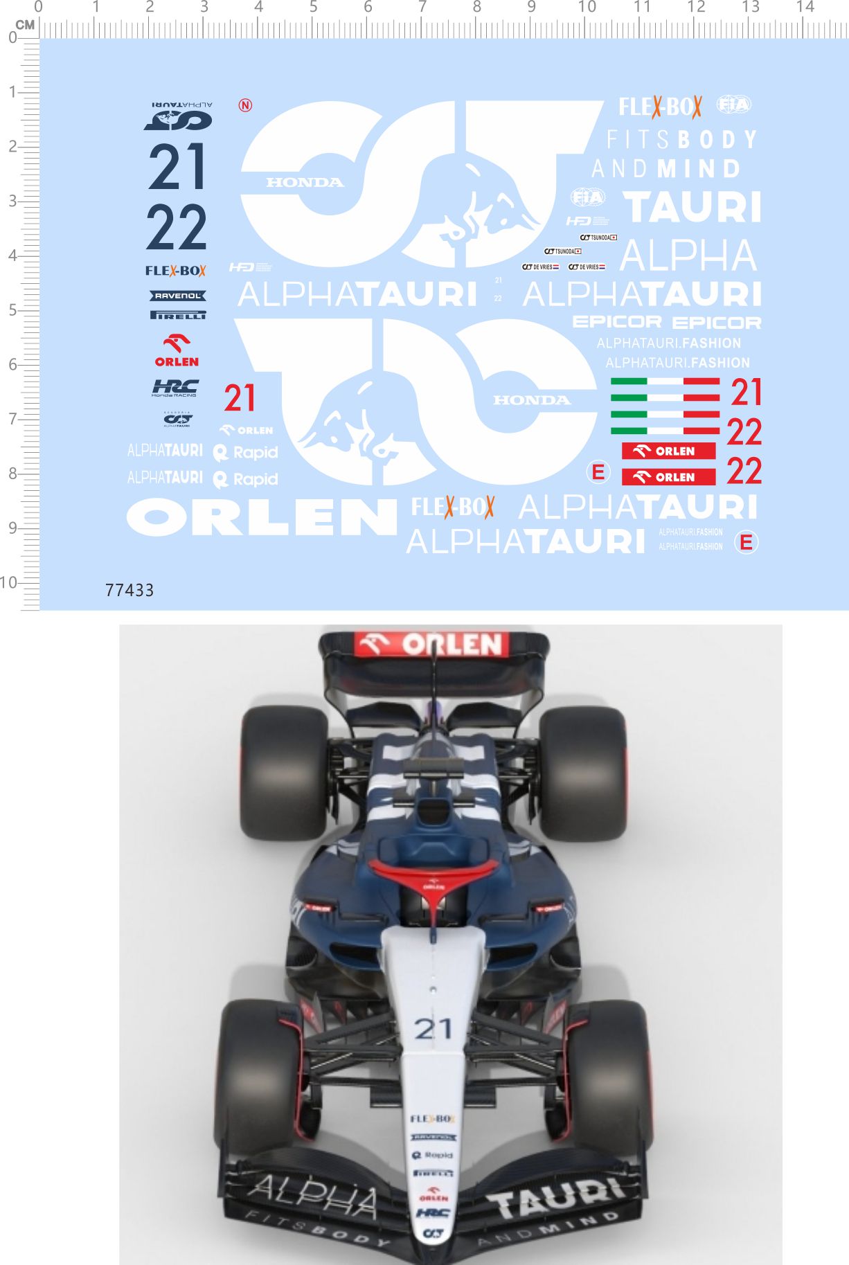 77433阿尔法托利1/20 f1 Alpha Tauri AT-04 2023 RC赛车模型2401