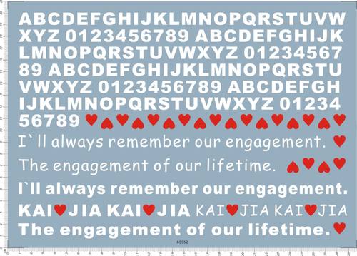 63352-B2105 爱的宣言英文字母阿拉伯数字红心爱心KAI JIA水贴1