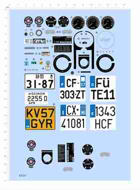 82037比例模型车水贴日本车牌静冈欧洲仪表盘美国摩托车拉花2404