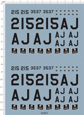 63561整版胶适用于CAT SNATCH FEVER飞机飞机骷髅中队模型水贴