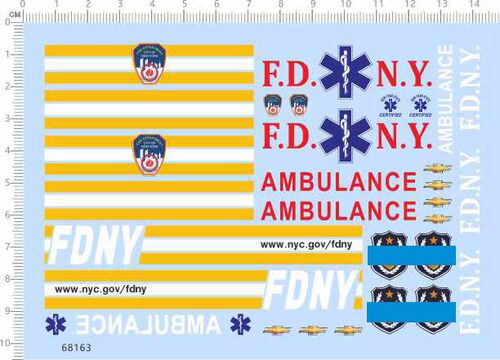 68163整版胶1/18路虎急救车ambulance救护车fdny雪佛兰剪纸水贴纸