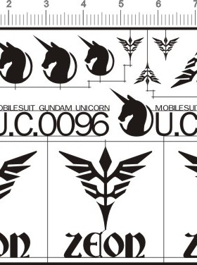 4332   unicorn uc0096 zeon 独角兽吉恩吉翁自护gd金属贴111