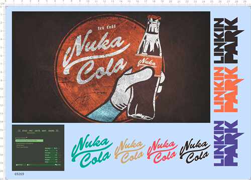 69269整版胶LINKIN PARK NUKA COLA辐射标签水贴纸定做订做现货