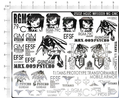 2502-  HGUC MRX009 MG GMC gd金属贴纸
