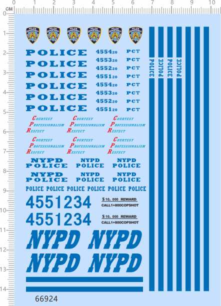 66924整版胶1/24 nypd police雪佛兰impala纽约模型车剪纸水贴纸