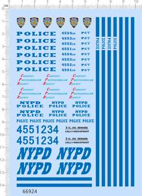 66924整版胶1/24 nypd police雪佛兰impala纽约模型车水贴纸现货